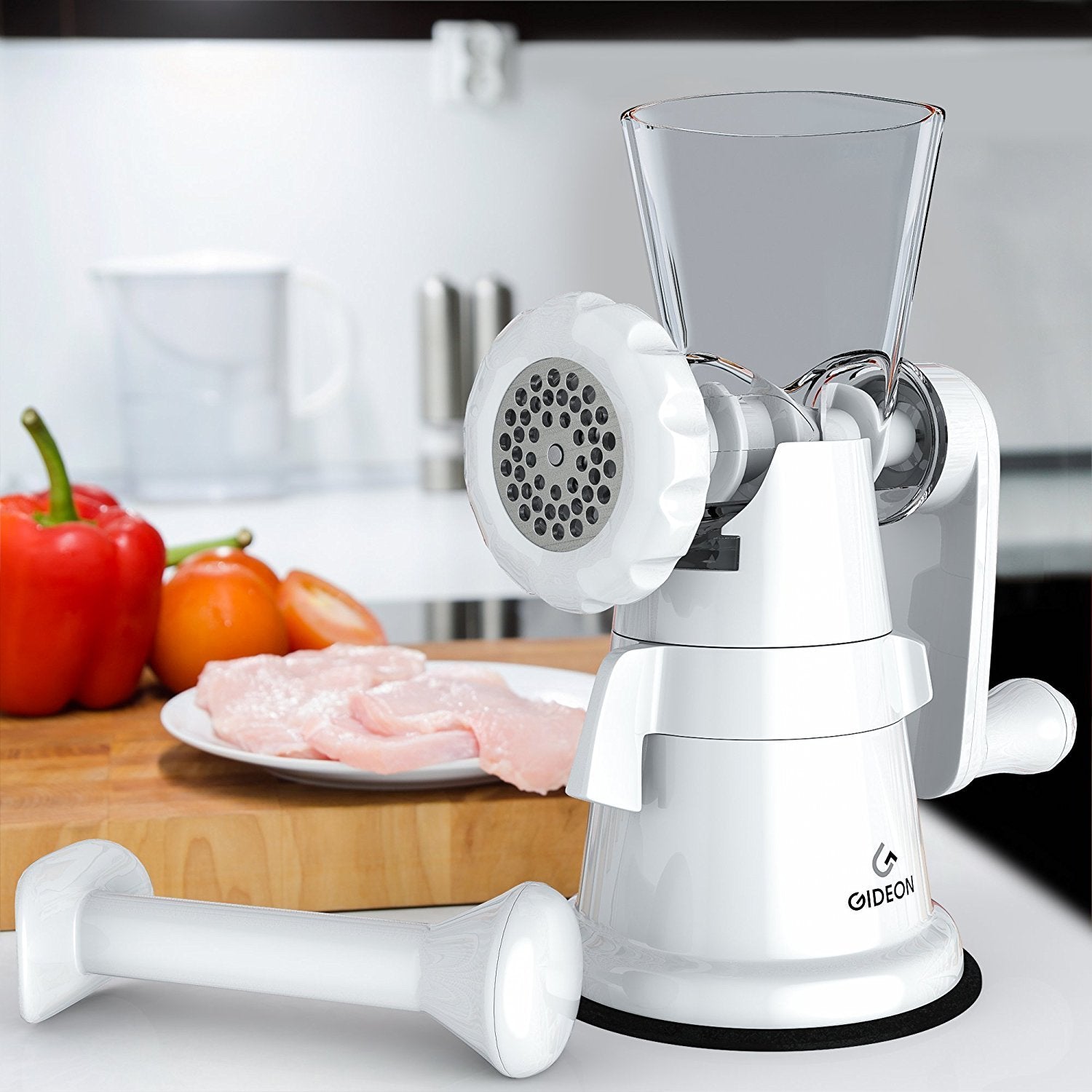 Gideon Hand Crank Manual Meat Grinder Heavy Duty Stainless Steel Blades With Powerful Suction Base Effortlessly Grind Meat, Vege